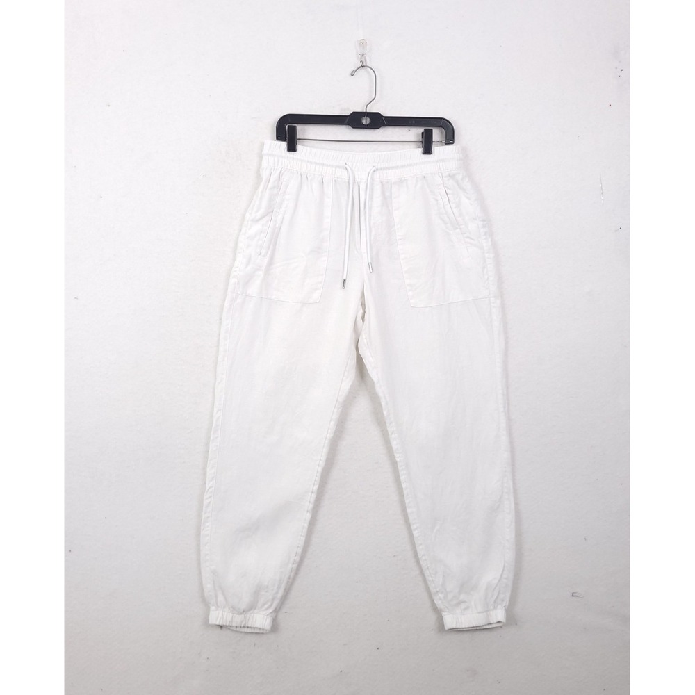 Athleta Retreat Linen Jogger Pants White Size 8 Minimalist Casual Preppy Coastal